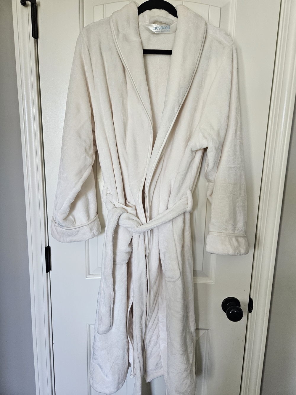 Nestwell Cream Plush Shawl-Collar Robe with Tie Waist